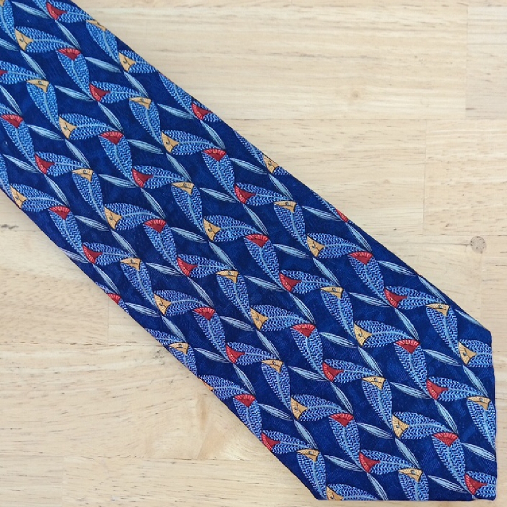 Robert Talbott Studio Blue And Red Geometric *Pri… - image 1